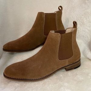 Anjoufemme Slip-on Chelsea Casual Boots for Men Brown Size 44